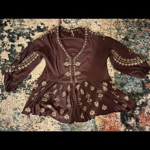 Free People Boho Embroidered Peasant Tunic